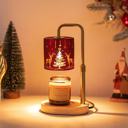 Christmas Candle Warmer Lamp with Timer: Candle Warming Lamp with 2 Bulbs Height Adjustable Wax Melt Warmer Dimmable Bedroom Decor Christmas Gift for Women