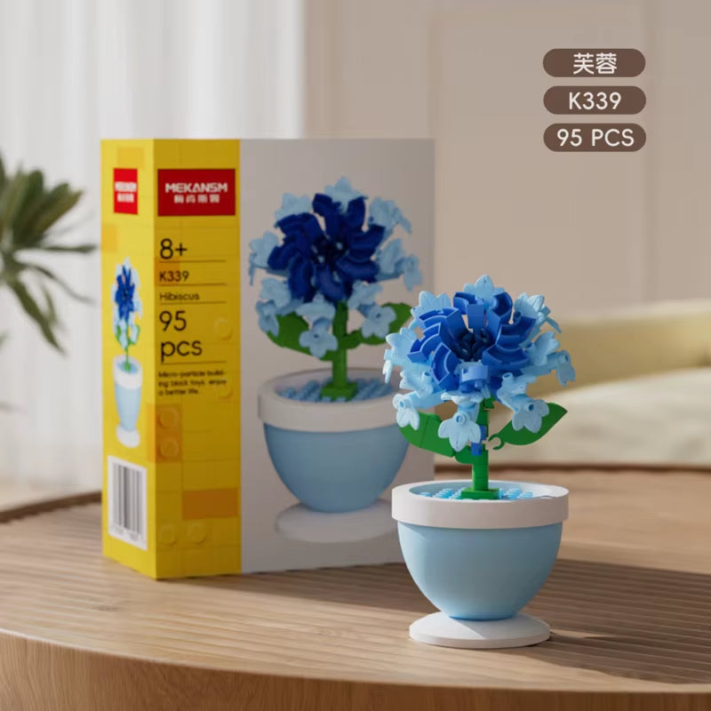 Building Blocks, Flower Pots, Roses, Sunflowers, Carnations, Micro-Grained Children'S Educational Assembly Toy Ornaments