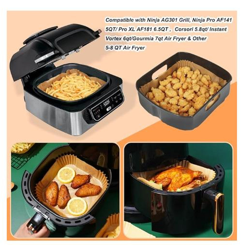 Air Fryer Parchment Paper 8 Inch Unbleached Perforated Sheet Nonstick Liner for Meats, Chips or Cookies Baking Supplies Bakeware - Utensils Disposable