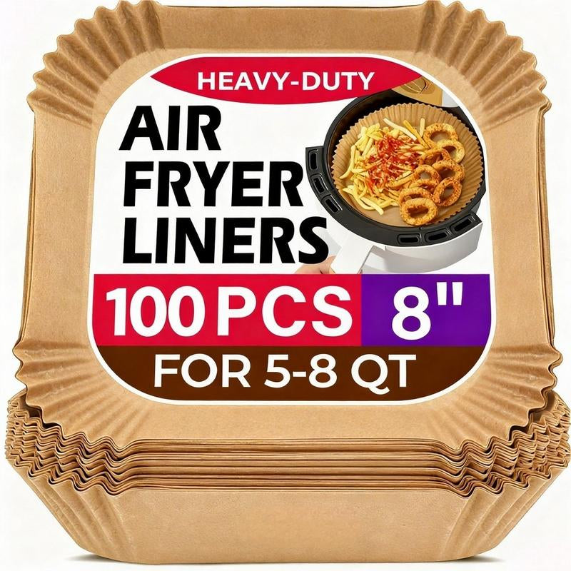 Air Fryer Parchment Paper 8 Inch Unbleached Perforated Sheet Nonstick Liner for Meats, Chips or Cookies Baking Supplies Bakeware - Utensils Disposable
