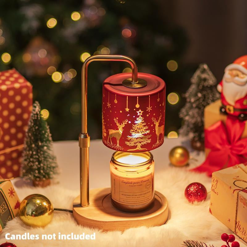 Christmas Candle Warmer Lamp with Timer: Candle Warming Lamp with 2 Bulbs Height Adjustable Wax Melt Warmer Dimmable Bedroom Decor Christmas Gift for Women