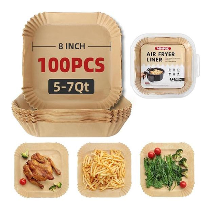 Air Fryer Parchment Paper 8 Inch Unbleached Perforated Sheet Nonstick Liner for Meats, Chips or Cookies Baking Supplies Bakeware - Utensils Disposable