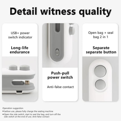 2 in 1Heat USB Rechargeable Bag Selaer,Snack Mini Snack Bag Sealing Machine,Plastic Electric Bag Sealers,Keep Food Fresh,Portable Sealer Picnics.