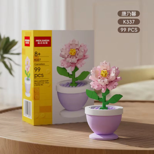 Building Blocks, Flower Pots, Roses, Sunflowers, Carnations, Micro-Grained Children'S Educational Assembly Toy Ornaments