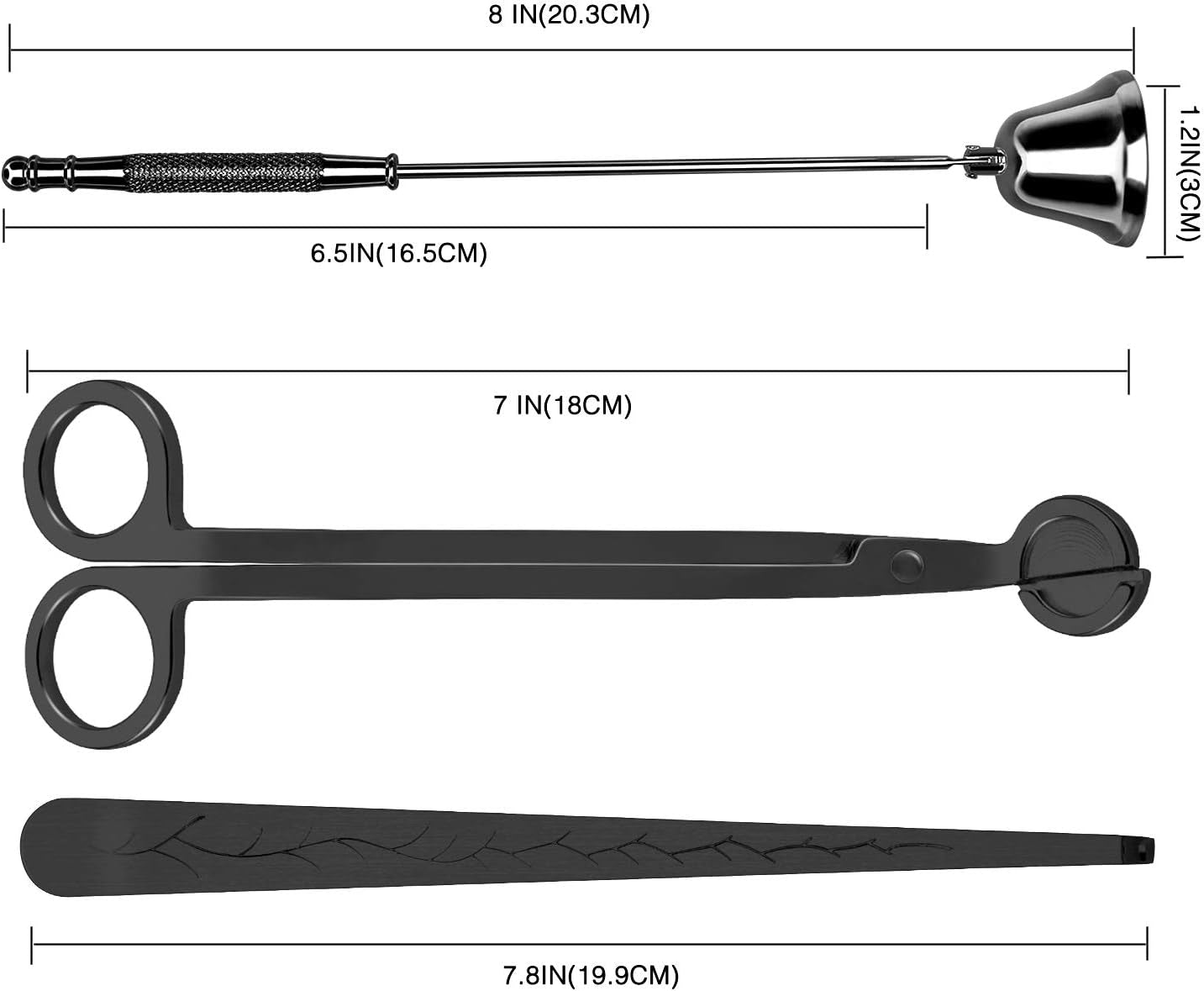Candle Care Accessory Set - Wick Trimmer, Snuffer, and Dipper with Gift Packaging for Candle Enthusiasts (Black)