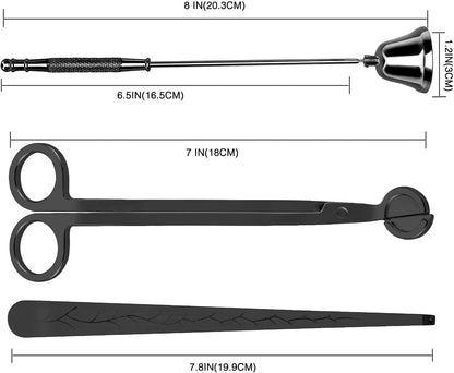 Candle Care Accessory Set - Wick Trimmer, Snuffer, and Dipper with Gift Packaging for Candle Enthusiasts (Black)