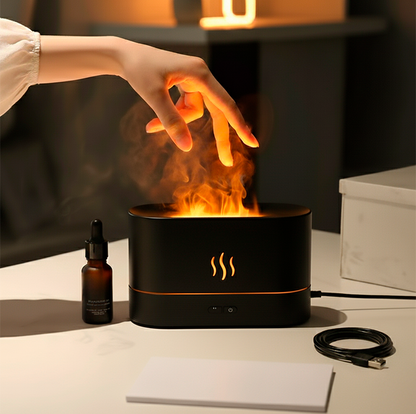 USB Desktop RGB Flame Aroma Diffuser Humidifier 7 Colors Simulation Light Aromatherapy Air Purifier for Bedroom