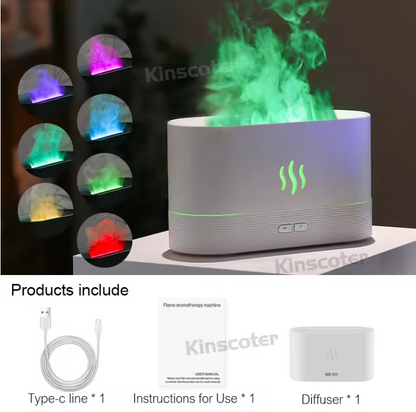 USB Desktop RGB Flame Aroma Diffuser Humidifier 7 Colors Simulation Light Aromatherapy Air Purifier for Bedroom