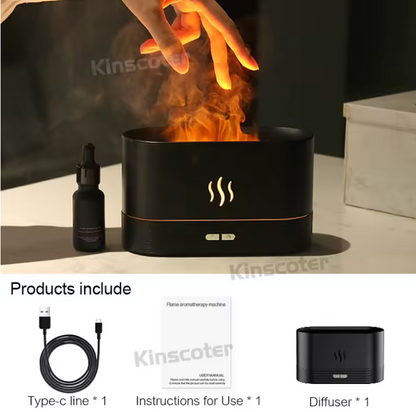 USB Desktop RGB Flame Aroma Diffuser Humidifier 7 Colors Simulation Light Aromatherapy Air Purifier for Bedroom