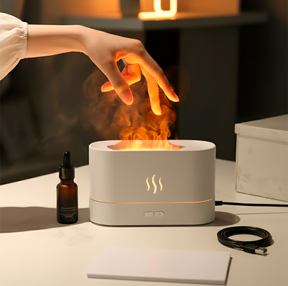 USB Desktop RGB Flame Aroma Diffuser Humidifier 7 Colors Simulation Light Aromatherapy Air Purifier for Bedroom