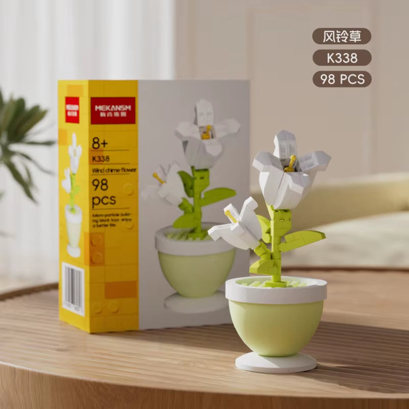 Building Blocks, Flower Pots, Roses, Sunflowers, Carnations, Micro-Grained Children'S Educational Assembly Toy Ornaments