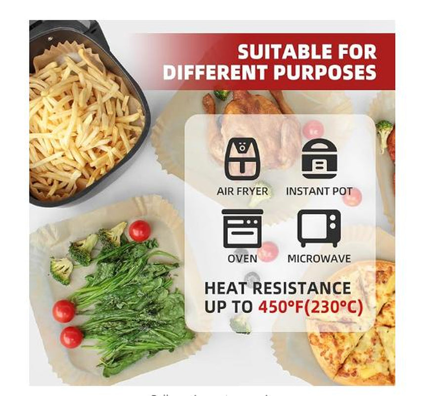 Air Fryer Parchment Paper 8 Inch Unbleached Perforated Sheet Nonstick Liner for Meats, Chips or Cookies Baking Supplies Bakeware - Utensils Disposable