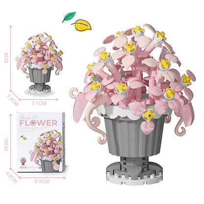 Building Blocks, Flower Pots, Roses, Sunflowers, Carnations, Micro-Grained Children'S Educational Assembly Toy Ornaments