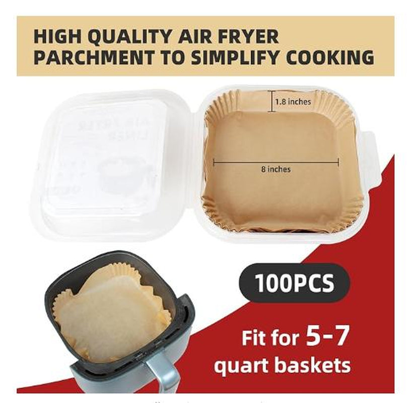 Air Fryer Parchment Paper 8 Inch Unbleached Perforated Sheet Nonstick Liner for Meats, Chips or Cookies Baking Supplies Bakeware - Utensils Disposable