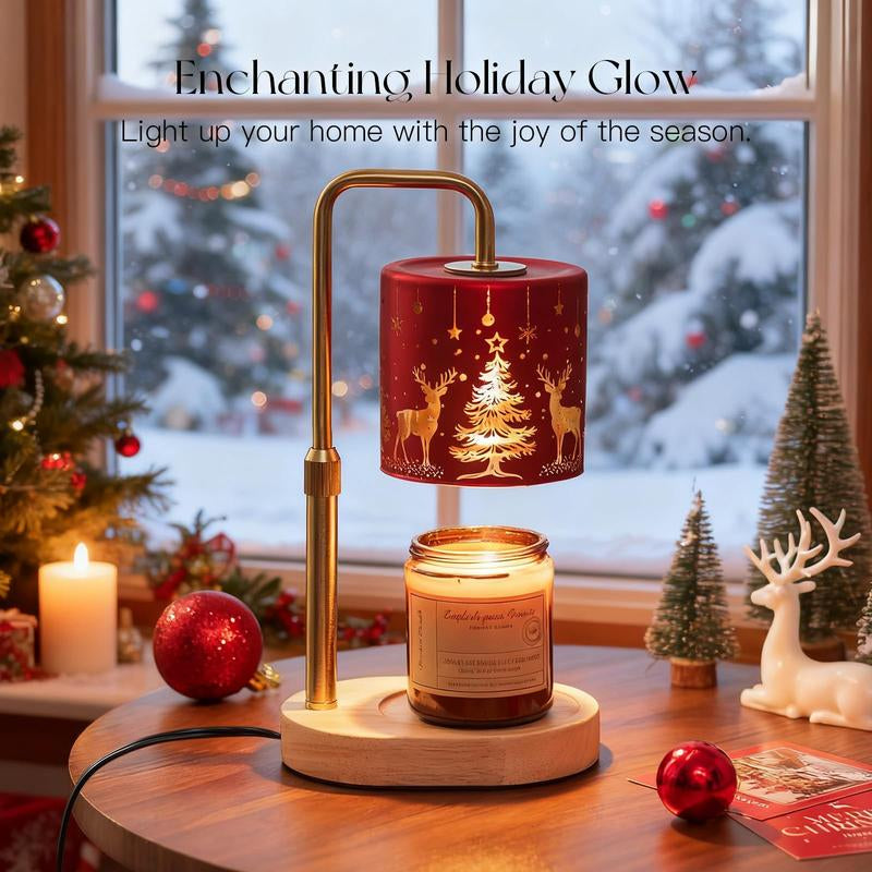 Christmas Candle Warmer Lamp with Timer: Candle Warming Lamp with 2 Bulbs Height Adjustable Wax Melt Warmer Dimmable Bedroom Decor Christmas Gift for Women